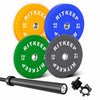 RitKeep Colored Bumper Weight Plate Set & Olympic Barbell Package