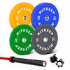 RitKeep Colored Bumper Weight Plate Set & Olympic Barbell Package