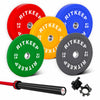 RitKeep Colored Bumper Weight Plate Set & Olympic Barbell Package